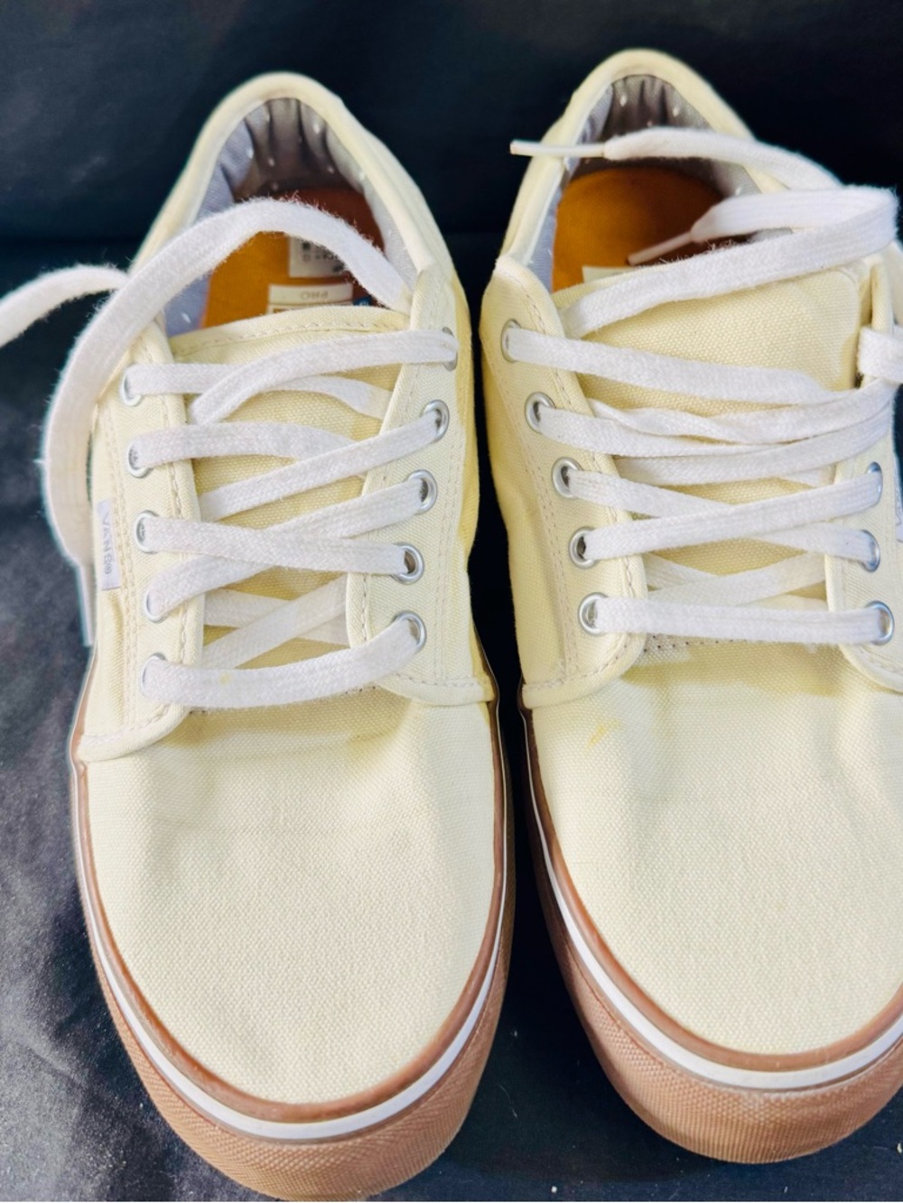 Vans Low-Top Canvas Sneakers in Cream and Gum